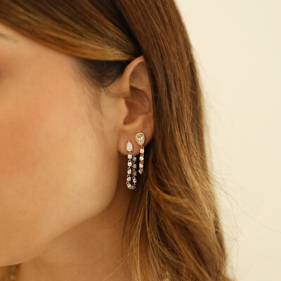 FotoBrinco Prata 925 Gota Correntinha Tiff Moissanite Rodio