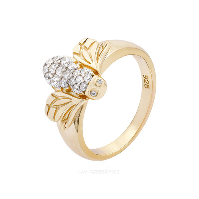 Foto Anel Prata 925 Bee Organic Ouro