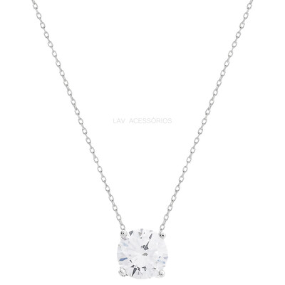Foto Colar Prata 925 Ponto de Luz Moissanite 10 mm