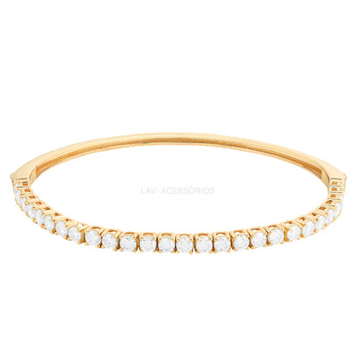 Foto Bracelete Prata 925 GG Duo Aro e Riviera Ouro Moissanites