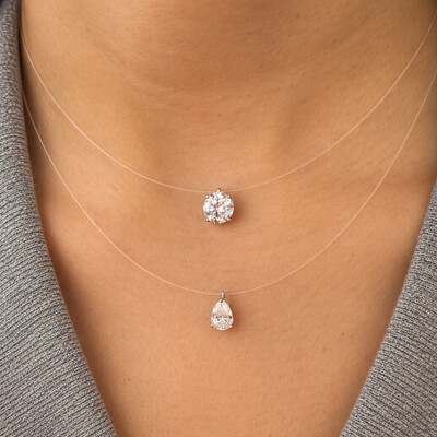 Foto Colar Prata 925 Invisible Ponto 8 mm Moissanite