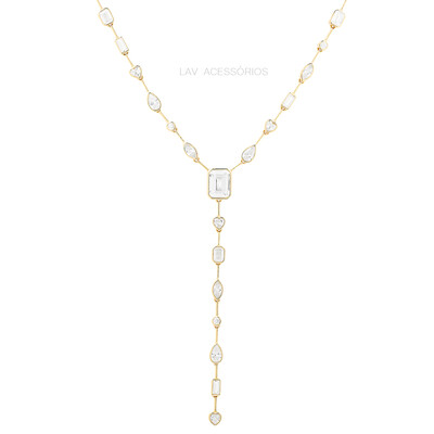 Foto Colar Prata 925 Fio Faca Formato Y Cravação Inglesa