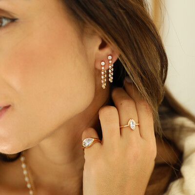 FotoAnel Prata 925 Dedinho Bold Gota Inglesa Ouro