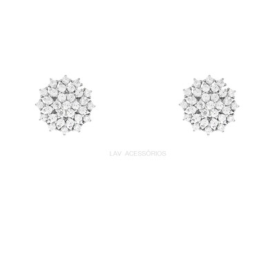 Foto Brinco Prata 925 Solitário Fancy Chuveiro Moissanite