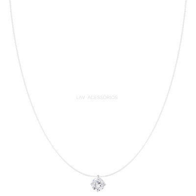 Foto Colar Prata 925 Invisible Ponto de Luz Moissanite 6,5 mm