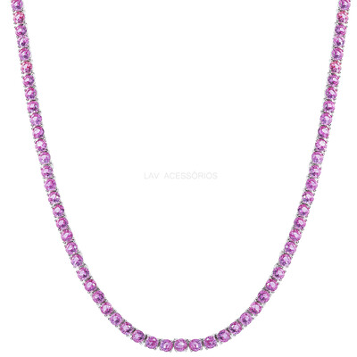 Foto Colar Riviera 3 mm 4 Garras Safira Pink - 42 cm