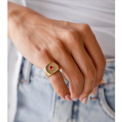Foto Anel Dedinho Plaquet Shine Bold - Amarelo