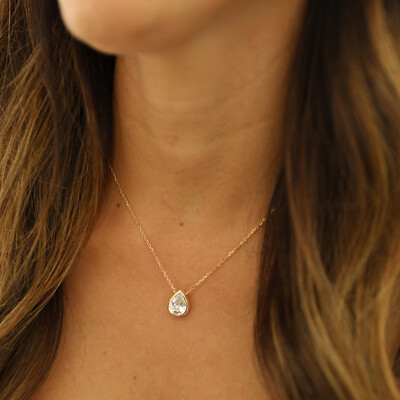 FotoColar Prata 925 Gota Grande Cravação Inglesa Ouro