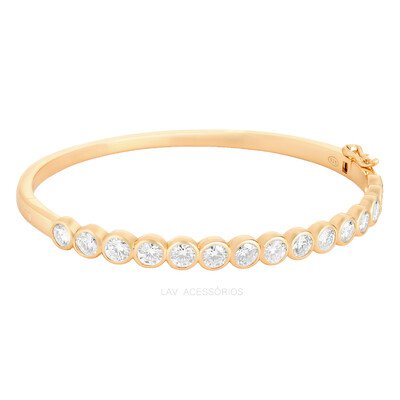 Foto Bracelete Prata 925 Cravação Inglesa Moissanite Ouro