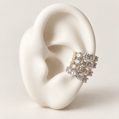 Foto Piercing Fake Prata 925 Cravejado 4 mm Ouro