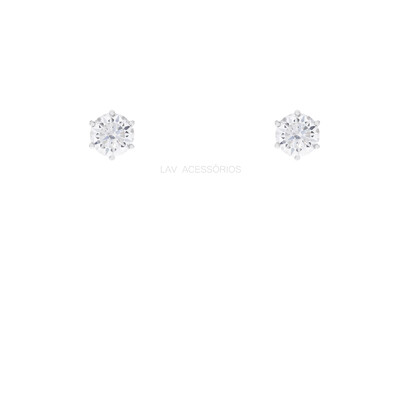 Foto Brinco Prata 925 Ponto 6 Garras Moissanite 5 mm