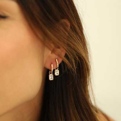 FotoArgolinha Prata 925 Pin Baguete Inglesa Cristal Ouro