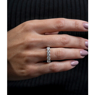 FotoAnel Prata 925 Meia Aliança Moissanite 4 mm