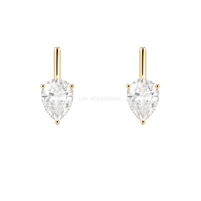 Foto Brinco Prata 925 Lança Gota Moissanite M