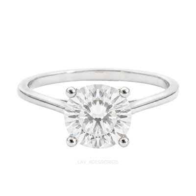 Foto Anel Prata 925 Solitário 8 mm Moissanite