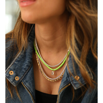 FotoColar Colors Neon Pingente Oval Cristal Ouro