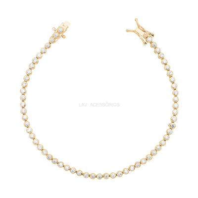 Foto Pulseira Prata 925 Riviera Cravação Inglesa Slim Ouro