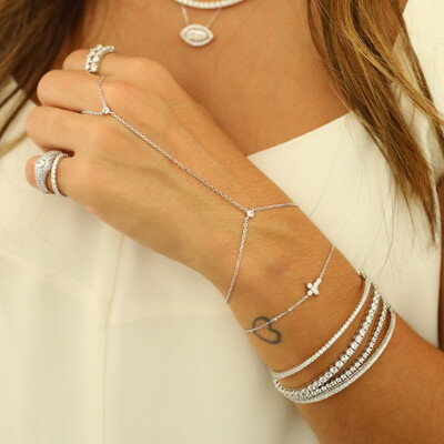 FotoBracelete Prata 925 Classic Meia Cravação Rodio