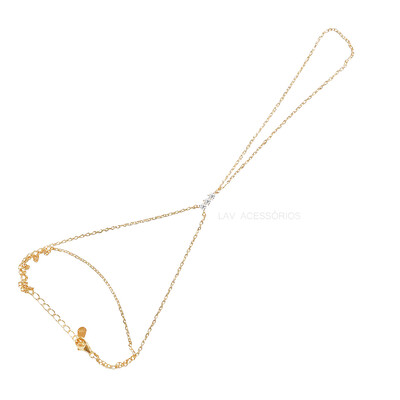 Foto Pulseira de Mão Prata 925 Slim Detalhe 3 Moissanites