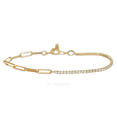 Foto Pulseira Prata 925 Duo Cartier e Riviera Ouro