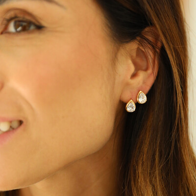 FotoArgolinha Prata 925 Click Gota 5x7 Cristal Ouro