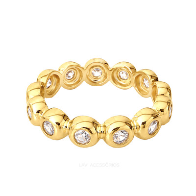 Foto Anel Bubble Cristal Ouro