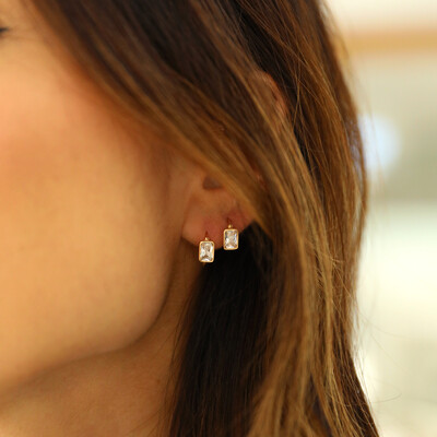 FotoArgolinha Prata 925 Click Baguete Cristal Ouro