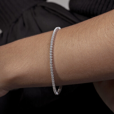 FotoPulseira Prata 925 Riviera 4 Garras Moissanites 2 mm