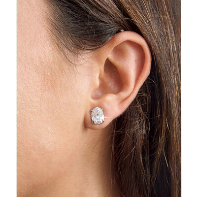 FotoBrinco Prata 925 Soltário Oval Moissanite 7x10 mm