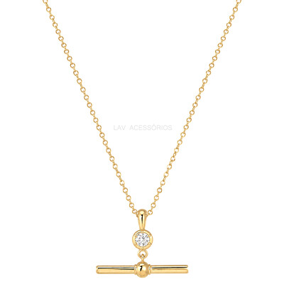 Foto Colar Prata 925 T-Bar Andy Moissanite
