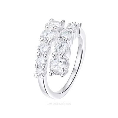 Foto Anel Prata 925 Hug Shine Degrade Moissanite