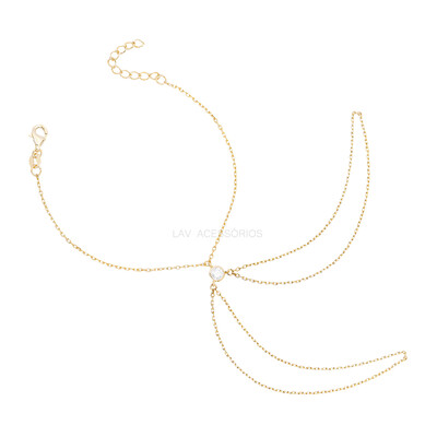 Foto Pulseira de Mão Prata 925 Ponto Moissanite