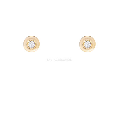 Foto Brinco Prata 925 Redondo Inglesa Moissanite Ouro