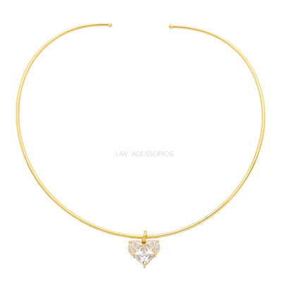 Foto Colar Aro Trend Pingente Coração Ilusion Ouro
