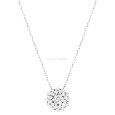 Foto Colar Prata 925 Solitário Fancy Chuveiro Moissanite
