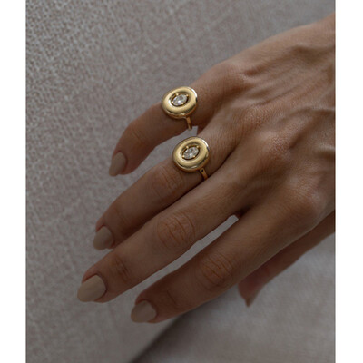 FotoAnel Bold Oval Cristal Ouro