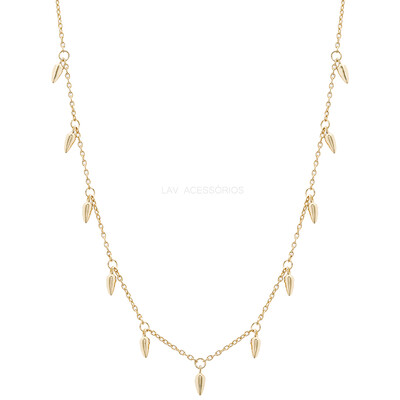 Foto Colar Prata 925 Shine Pins Gotinhas Penduradas Ouro