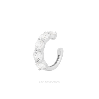 Foto Piercing Fake Prata 925 Cravejado 4 mm