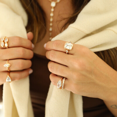 FotoAnel Prata 925 Dedinho Navete Inglesa Ouro