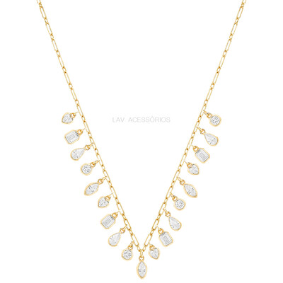 Foto Colar Prata 925 Corrente Cartier Pins Cravação Inglesa