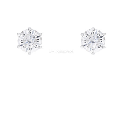 Foto Brinco Prata 925 Solitário 6 Garras Moissanite 11 mm