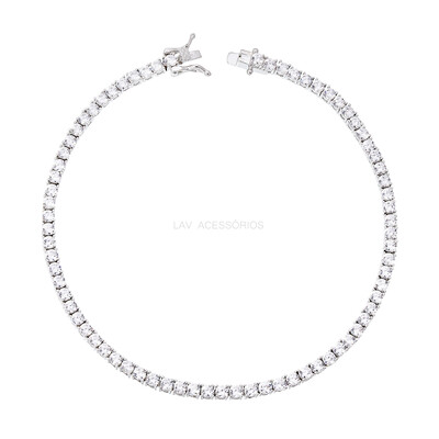 Foto Pulseira Prata 925 Riviera 4 Garras Moissanites 2 mm