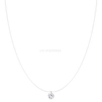 Foto Colar Prata 925 Invisible Ponto de Luz Moissanite 5 mm