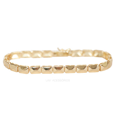 Foto Pulseira Prata 925 Riviera New Baguetes Ouro