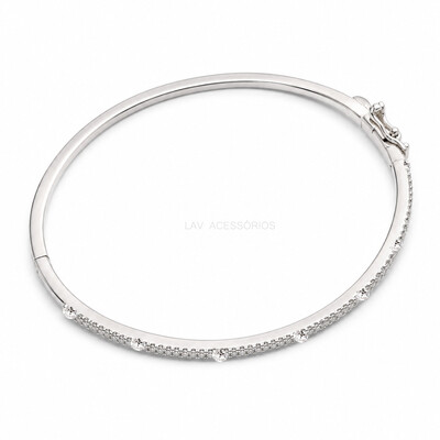Foto Bracelete Prata 925 2 Carreiras Cravejadas Moissanite
