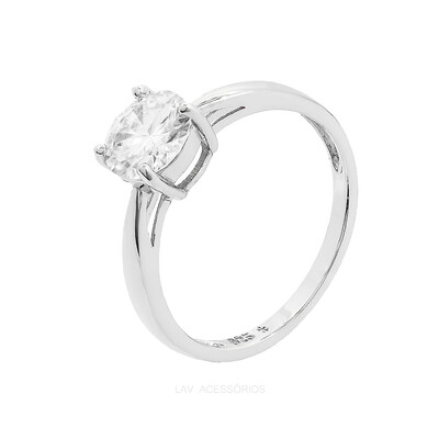 Foto Anel Prata 925 Solitário 6,5 mm Moissanite