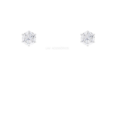 Foto Brinco Prata 925 Ponto 6 Garras Moissanite 6,5 mm