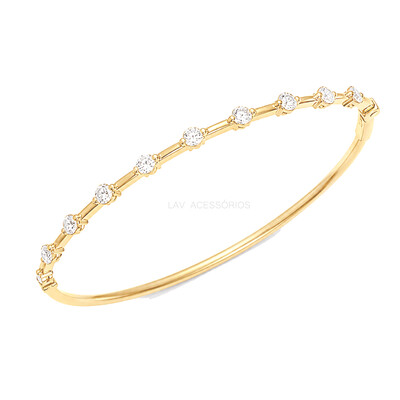 Foto Bracelete Prata 925 Pontos de Luz Moissanites Ouro