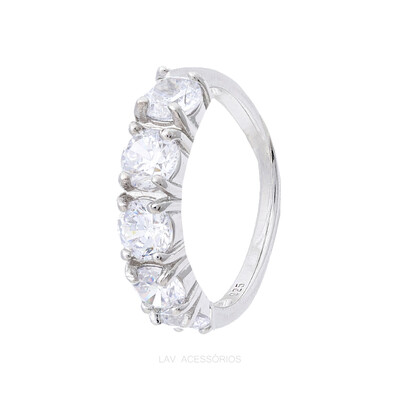 Foto Anel Prata 925 Meia Aliança Moissanite 4 mm