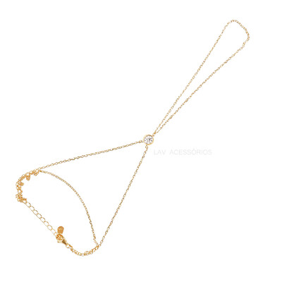 Foto Pulseira de Mão Prata 925 Slim Dupla Ponto Moissanite